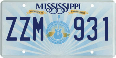 MS license plate ZZM931