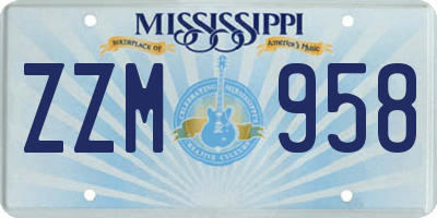 MS license plate ZZM958