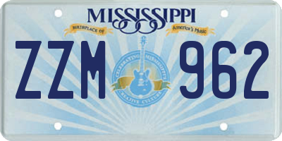 MS license plate ZZM962