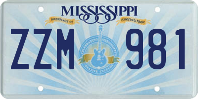 MS license plate ZZM981