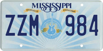 MS license plate ZZM984
