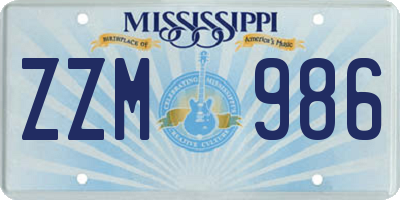 MS license plate ZZM986