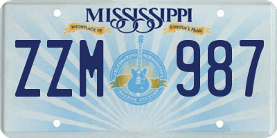 MS license plate ZZM987