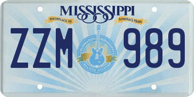 MS license plate ZZM989