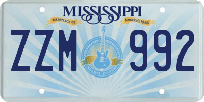 MS license plate ZZM992