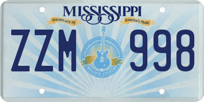 MS license plate ZZM998