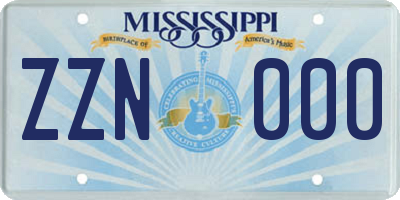 MS license plate ZZN000