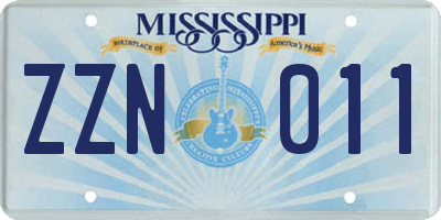 MS license plate ZZN011