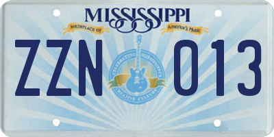 MS license plate ZZN013