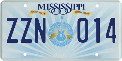 MS license plate ZZN014