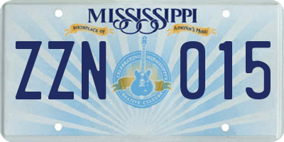 MS license plate ZZN015