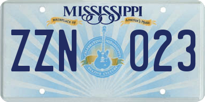MS license plate ZZN023