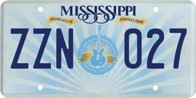 MS license plate ZZN027