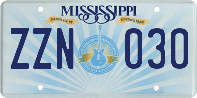 MS license plate ZZN030