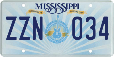 MS license plate ZZN034