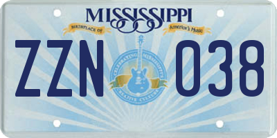 MS license plate ZZN038