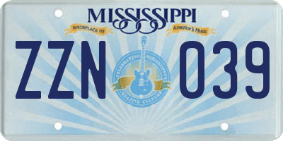 MS license plate ZZN039