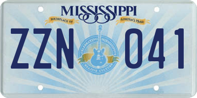 MS license plate ZZN041
