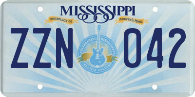 MS license plate ZZN042