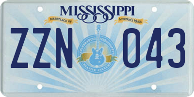 MS license plate ZZN043