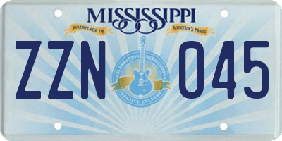 MS license plate ZZN045