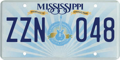 MS license plate ZZN048