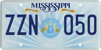 MS license plate ZZN050