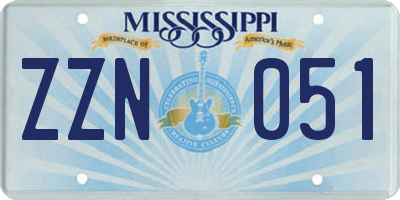 MS license plate ZZN051
