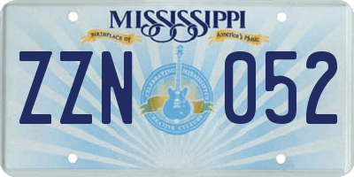 MS license plate ZZN052