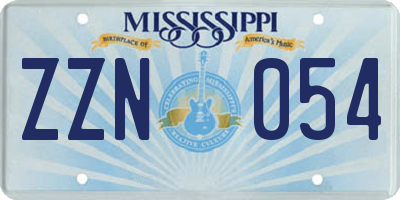 MS license plate ZZN054