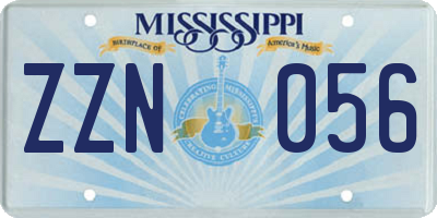 MS license plate ZZN056