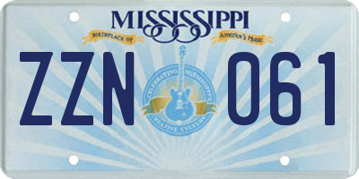 MS license plate ZZN061