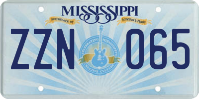 MS license plate ZZN065