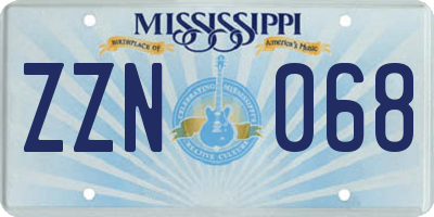 MS license plate ZZN068