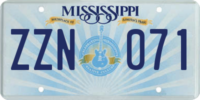 MS license plate ZZN071