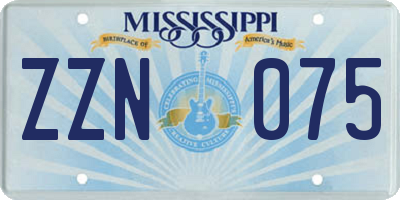 MS license plate ZZN075