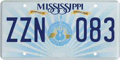 MS license plate ZZN083