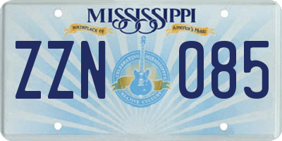 MS license plate ZZN085