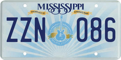 MS license plate ZZN086