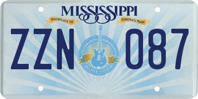 MS license plate ZZN087