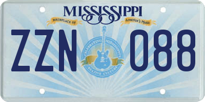 MS license plate ZZN088