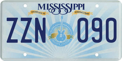 MS license plate ZZN090