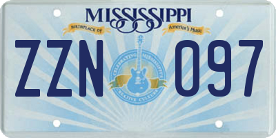 MS license plate ZZN097