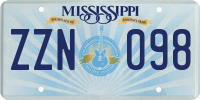 MS license plate ZZN098