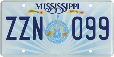 MS license plate ZZN099
