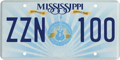 MS license plate ZZN100