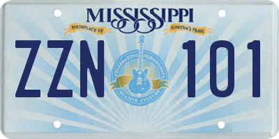 MS license plate ZZN101