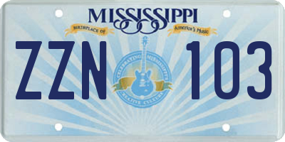 MS license plate ZZN103