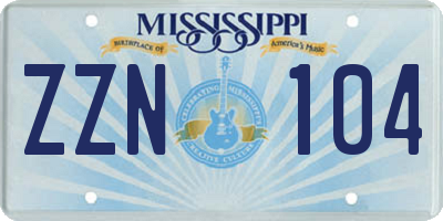 MS license plate ZZN104