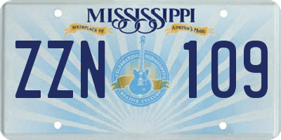 MS license plate ZZN109